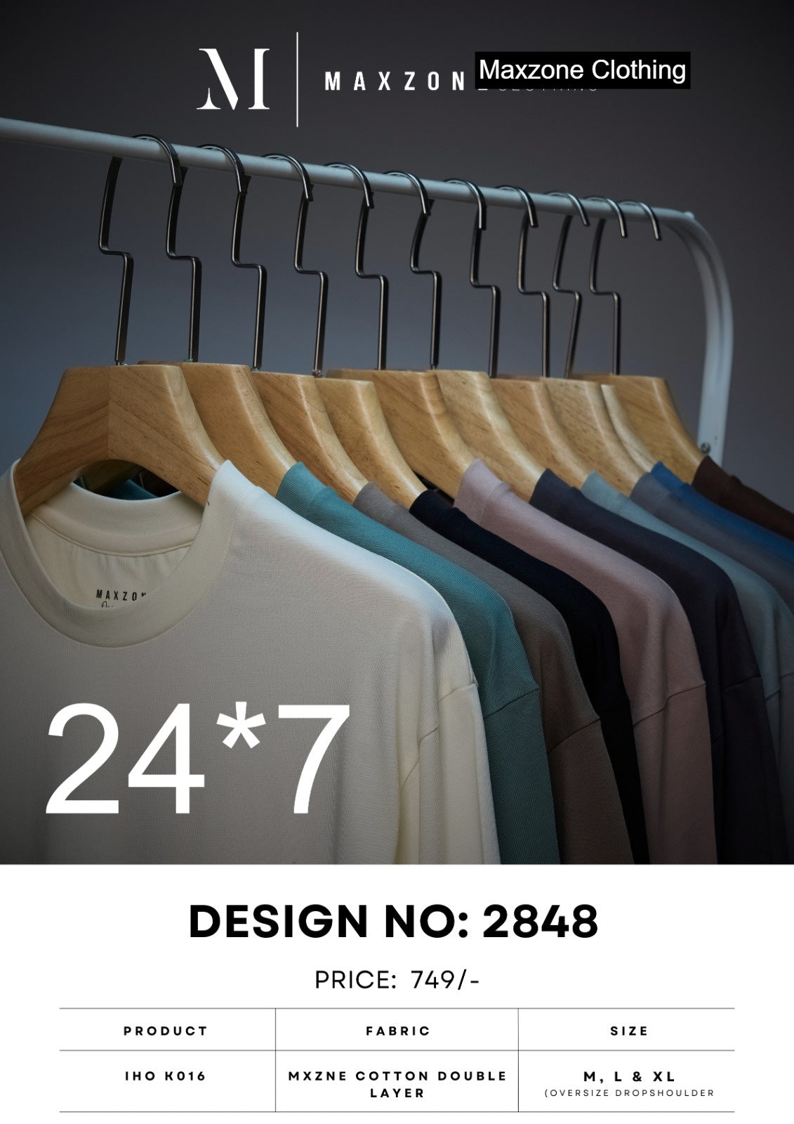 Iho K 016 2848 Drop Shoulder Maxzone Clothing Cotton Mens Tshirts Supplier
