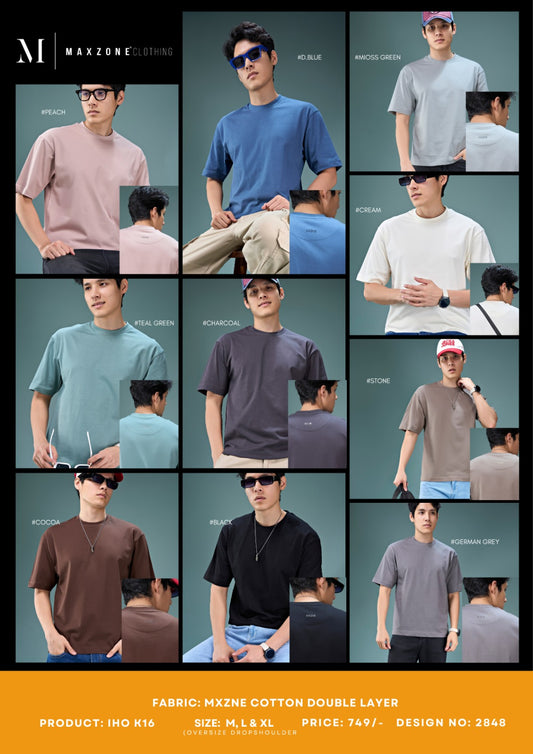 Iho K 016 2848 Drop Shoulder Maxzone Clothing Cotton Mens Tshirts Supplier