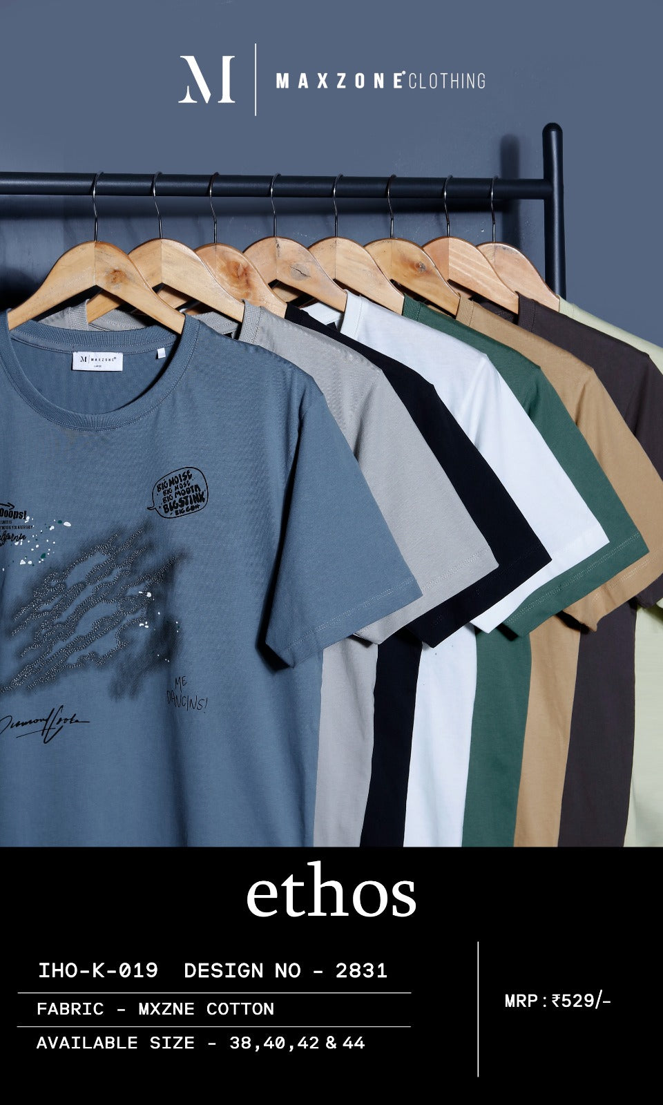 Iho K 019 2831 Maxzone Clothing Cotton Mens Tshirts Supplier Gujarat