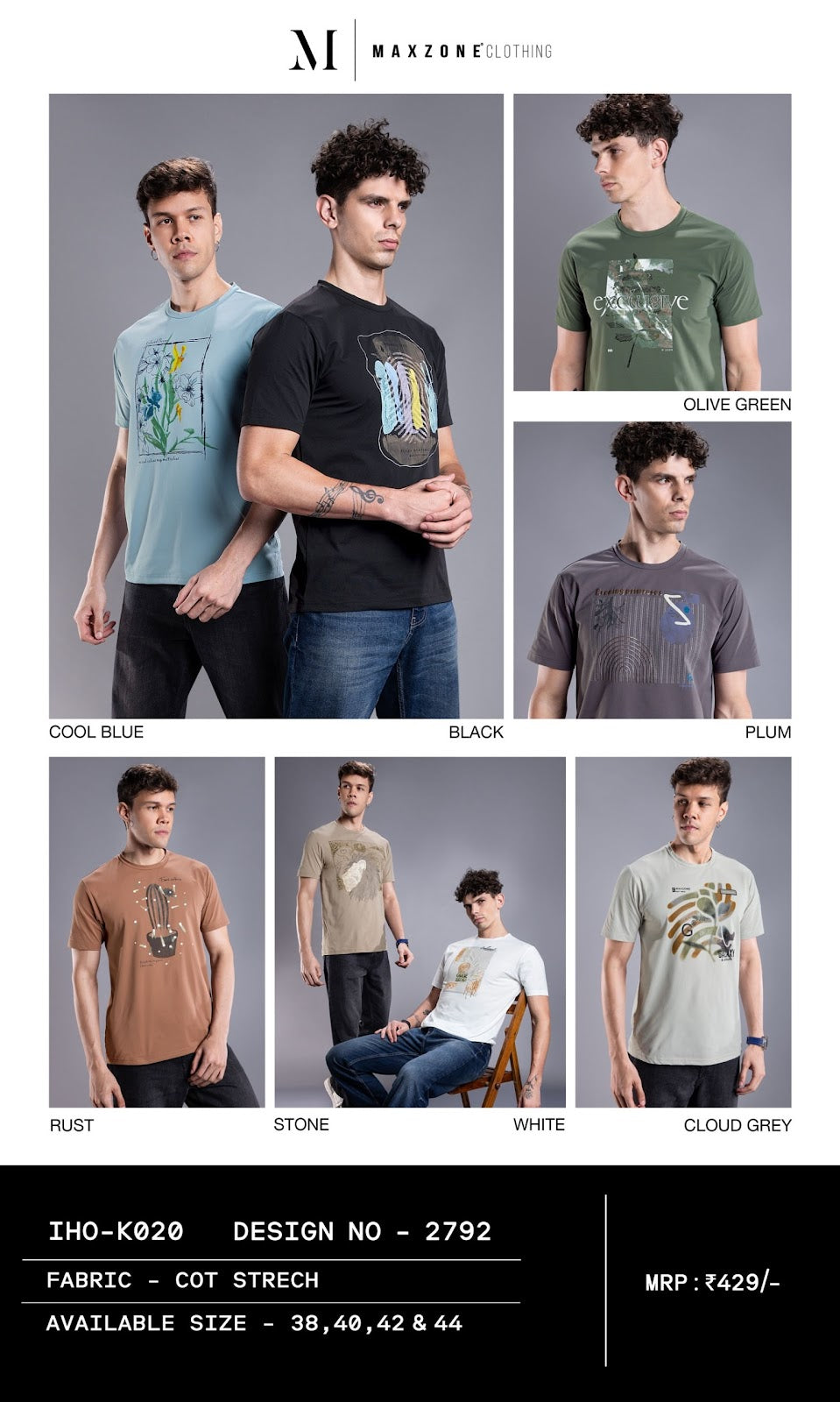 Iho K 020 Dn 2792 Maxzone Clothing Cot Stretch Mens Tshirts Exporter Ahmedabad