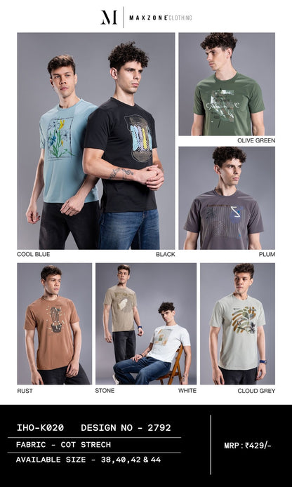 Iho K 020 Dn 2792 Maxzone Clothing Cot Stretch Mens Tshirts Exporter Ahmedabad