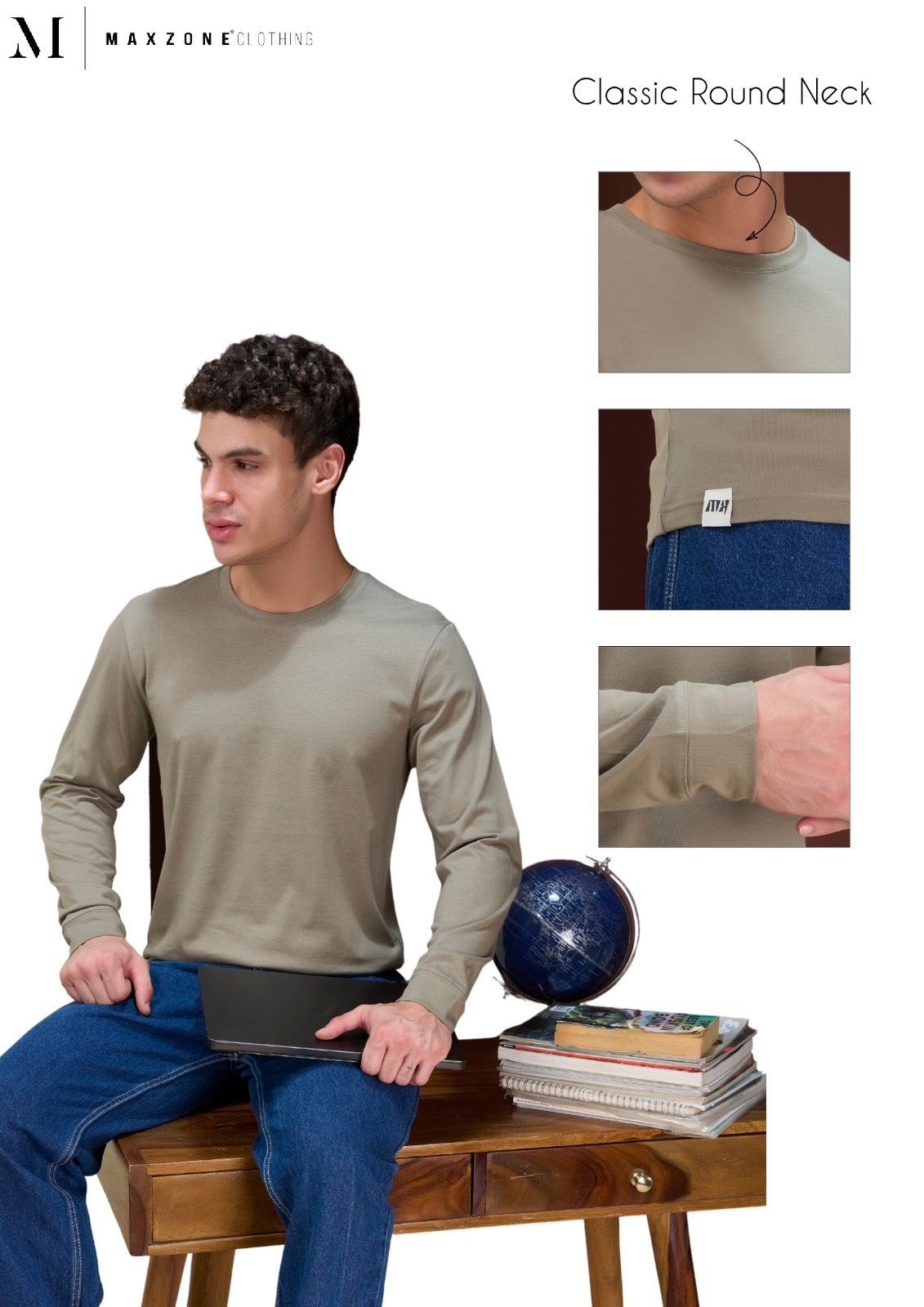 Iho K 077 2887 Full Sleeves Maxzone Clothing Cotton Mens Tshirts Wholesaler India