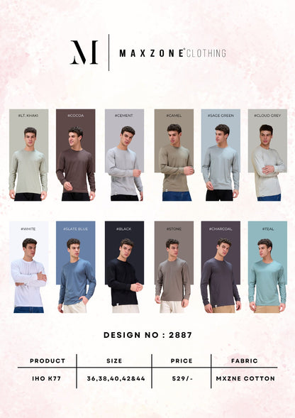 Iho K 077 2887 Full Sleeves Maxzone Clothing Cotton Mens Tshirts Wholesaler India