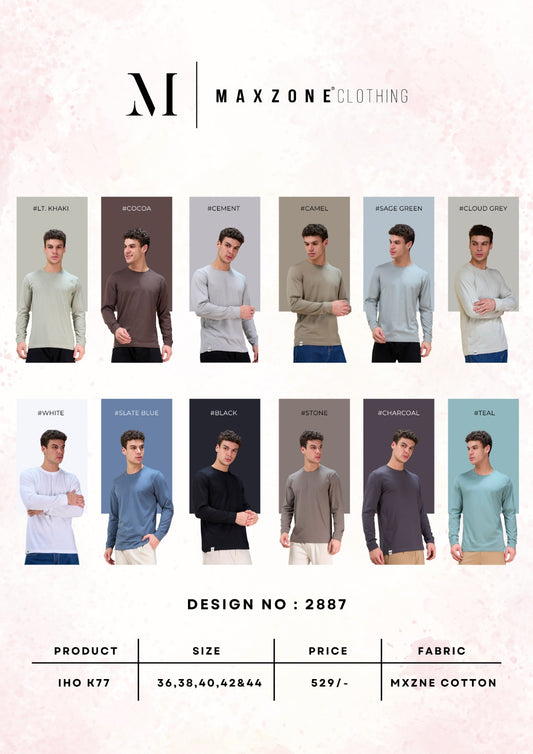 Iho K 077 2887 Full Sleeves Maxzone Clothing Cotton Mens Tshirts Wholesaler India