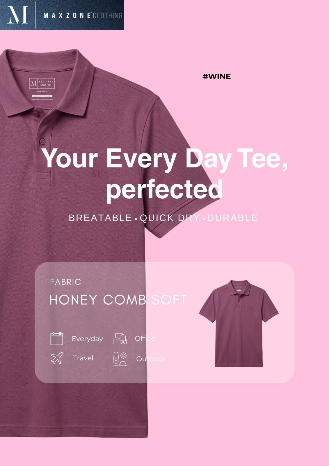 Iho M007 Dn 2692 Maxzone Clothing Honey Comb Mens Tshirts Exporter India