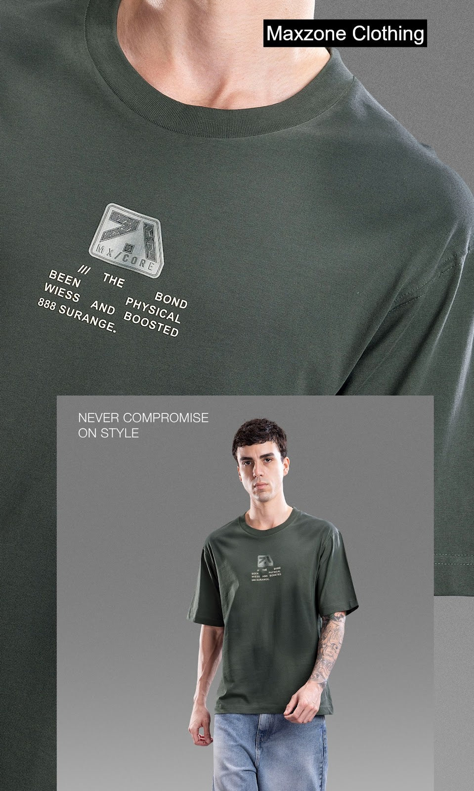 Iho M024 2828 Oversize Maxzone Clothing Cotton Mens Tshirts Wholesaler India