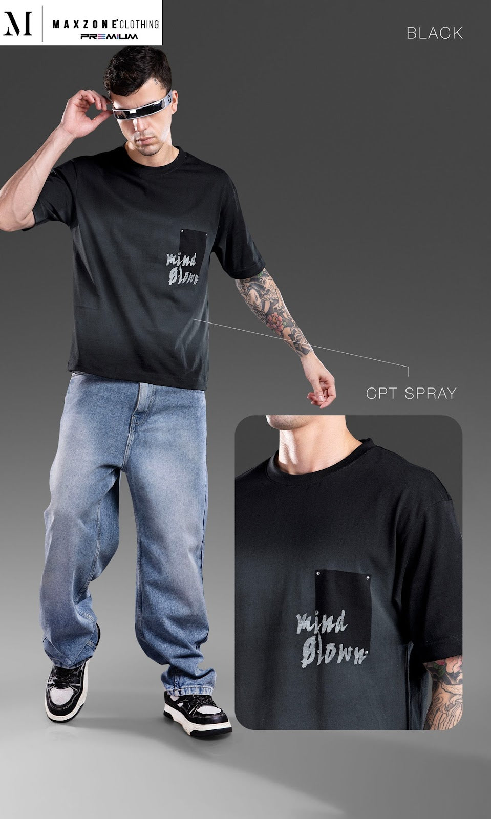 Iho M050 2851 Oversized Maxzone Clothing Heavy Cotton Mens Tshirts Exporter Ahmedabad