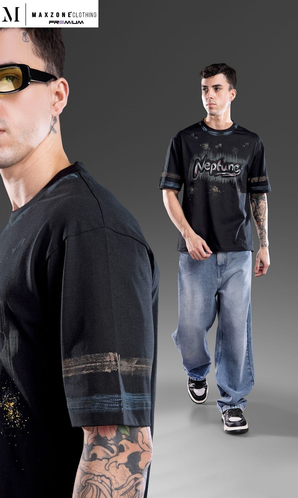 Iho M050 2851 Oversized Maxzone Clothing Heavy Cotton Mens Tshirts Exporter Ahmedabad