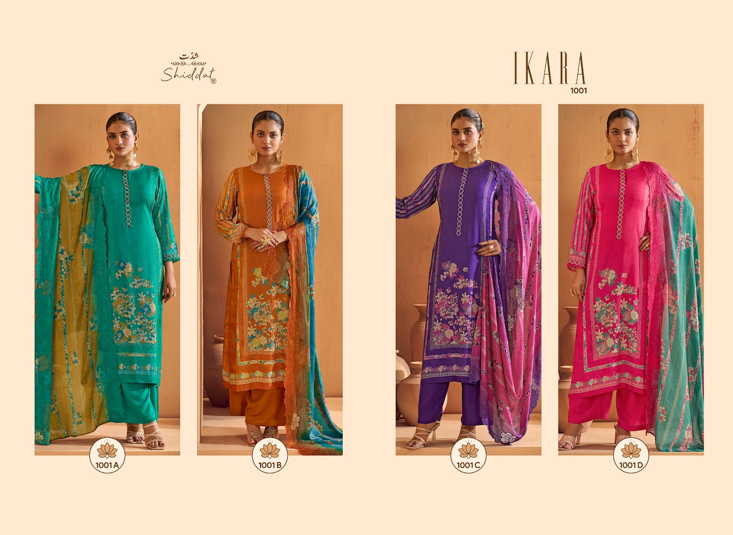 Ikara 1001 Shiddat Muslin Pant Style Suits Wholesaler India