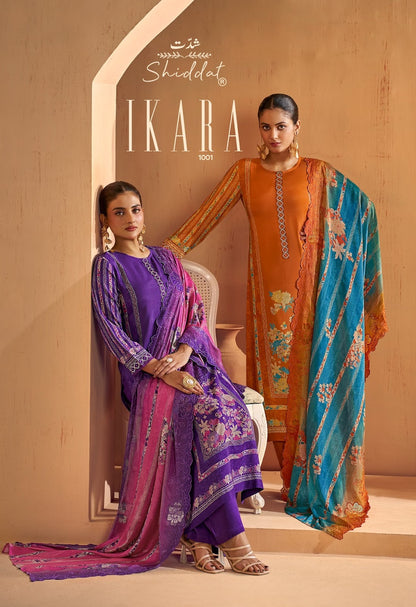 Ikara 1001 Shiddat Muslin Pant Style Suits Wholesaler India