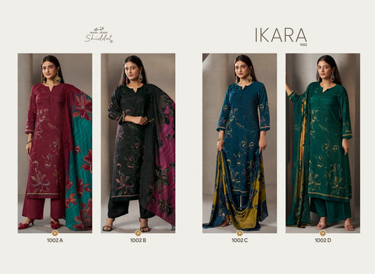 Ikara 1002 Shiddat Muslin Plazzo Style Suits Wholesale Price