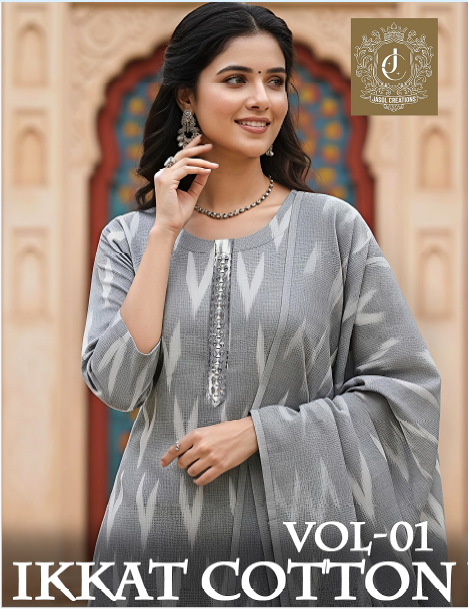 Ikkat Cotton Vol 1 Kcf Readymade Pant Style Suits Wholesaler