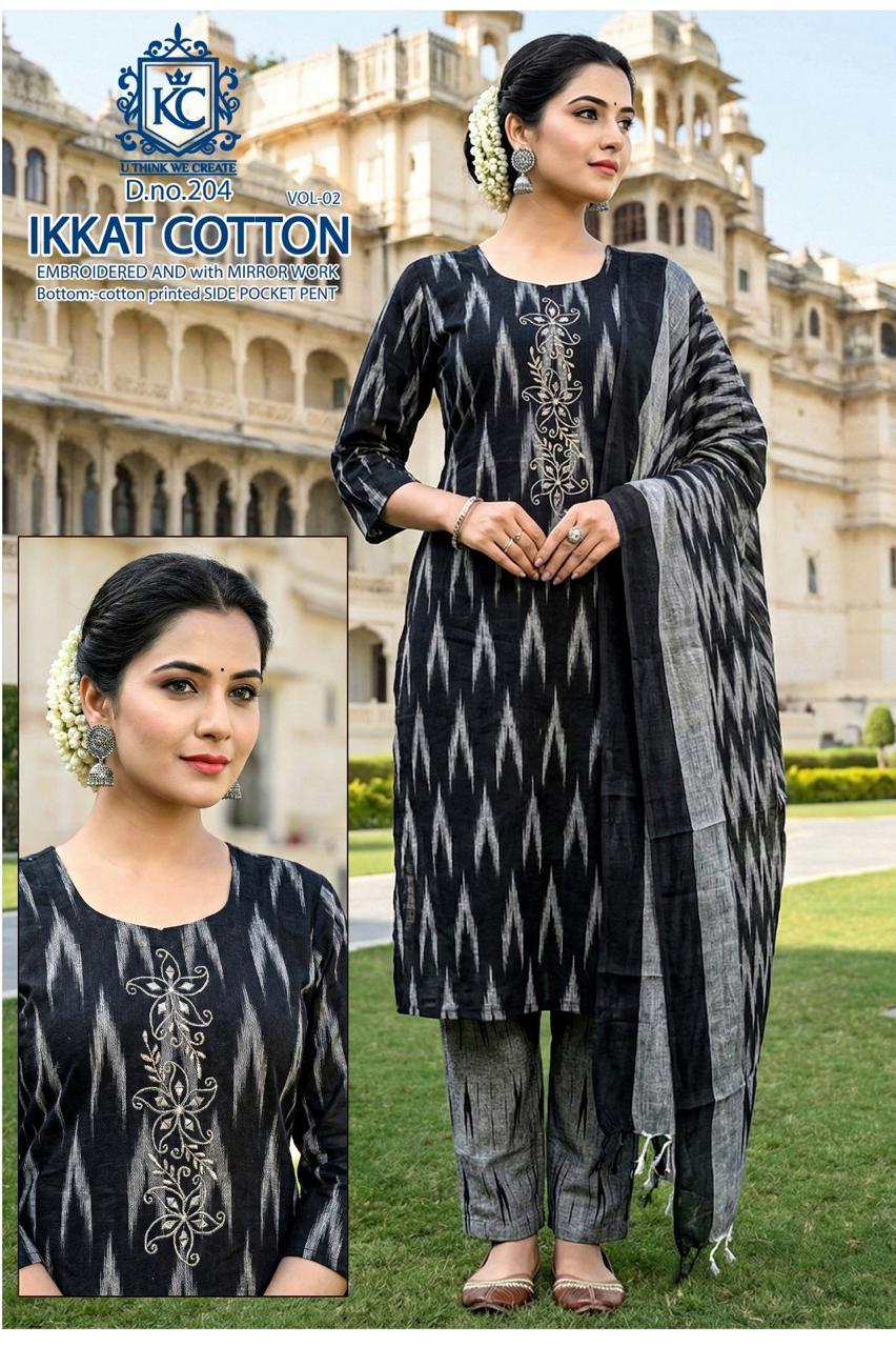 Ikkat Cotton Vol 2 Kcf Readymade Pant Style Suits Wholesale Price