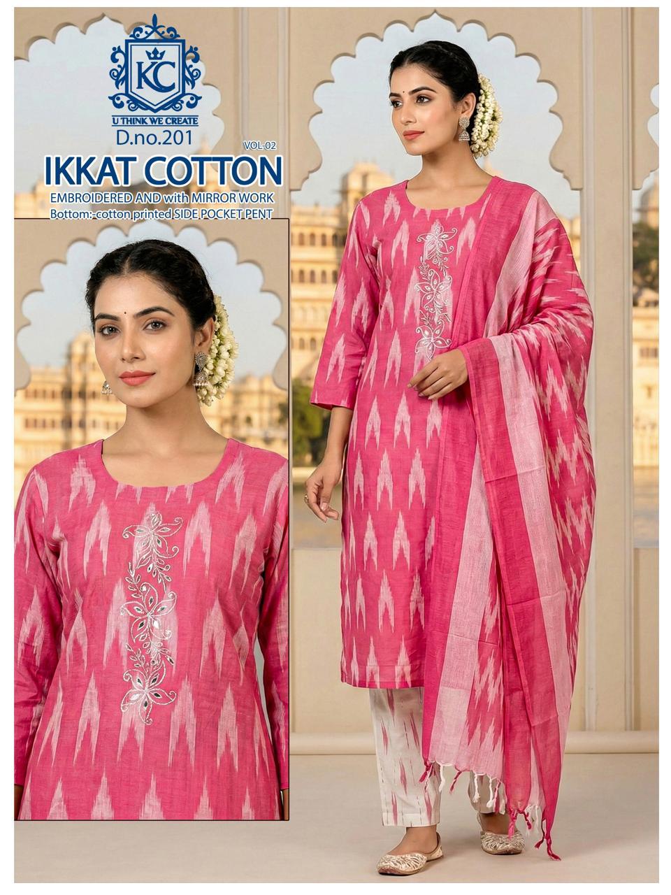 Ikkat Cotton Vol 2 Kcf Readymade Pant Style Suits Wholesale Price