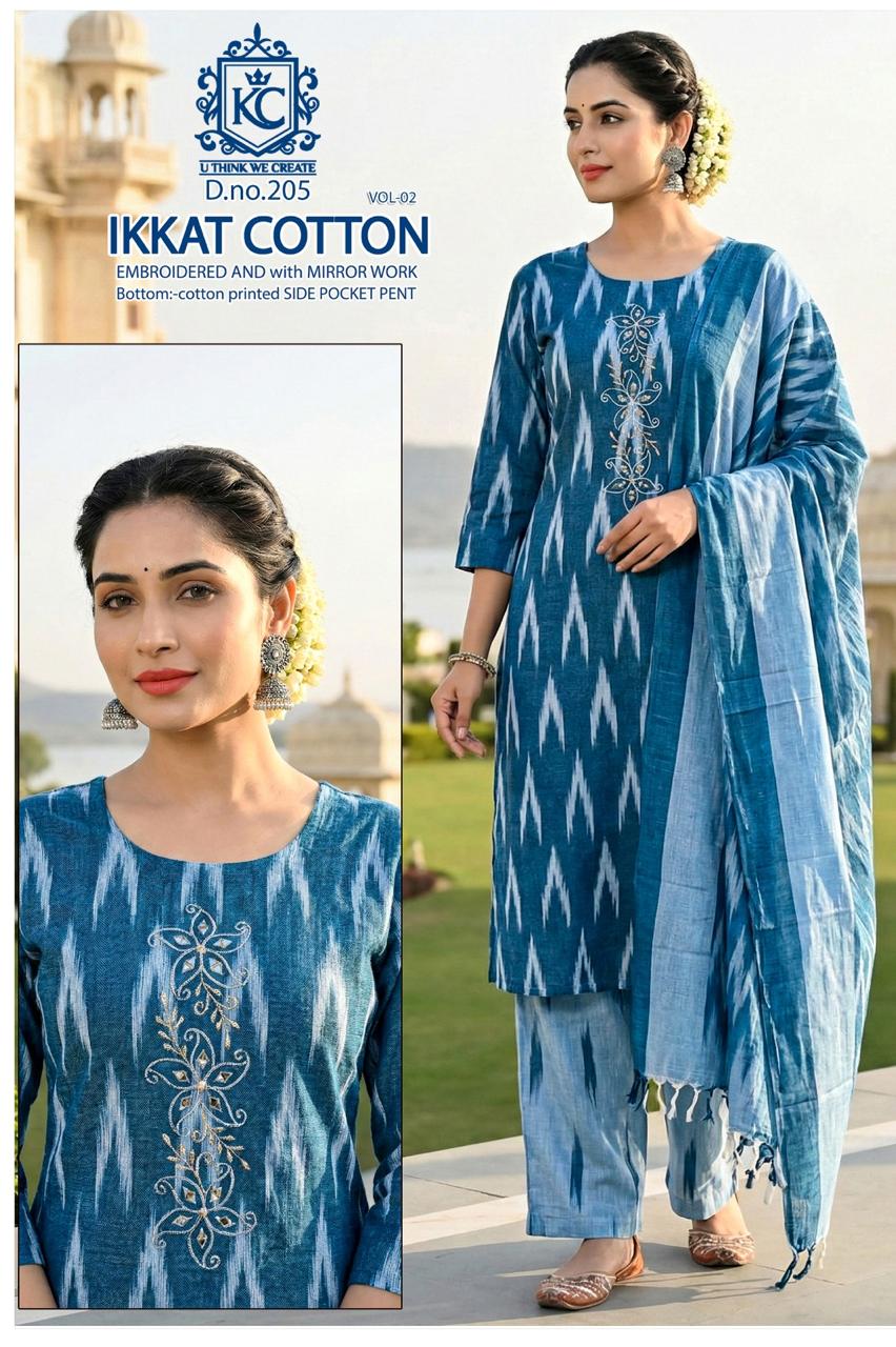 Ikkat Cotton Vol 2 Kcf Readymade Pant Style Suits Wholesale Price