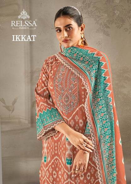 Ikkat Relssa Fabrics Giza Satin Pant Style Suits Supplier India
