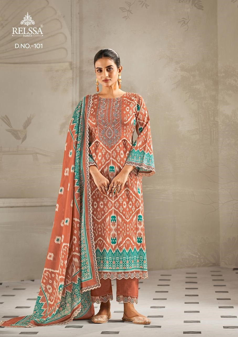 Ikkat Relssa Fabrics Giza Satin Pant Style Suits Supplier India