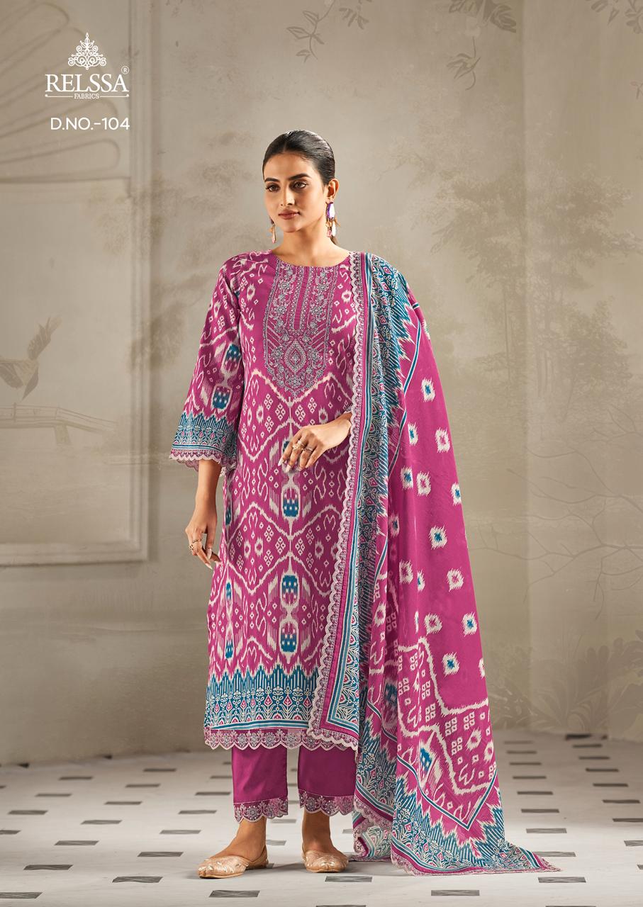 Ikkat Relssa Fabrics Giza Satin Pant Style Suits Supplier India