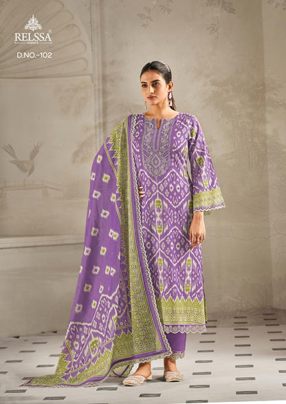 Ikkat Relssa Fabrics Giza Satin Pant Style Suits Supplier India