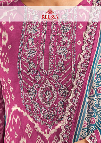 Ikkat Relssa Fabrics Giza Satin Pant Style Suits Supplier India
