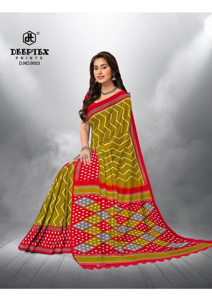 Ikkat Special Vol 9 Deeptex Prints Cotton Sarees Wholesale Price