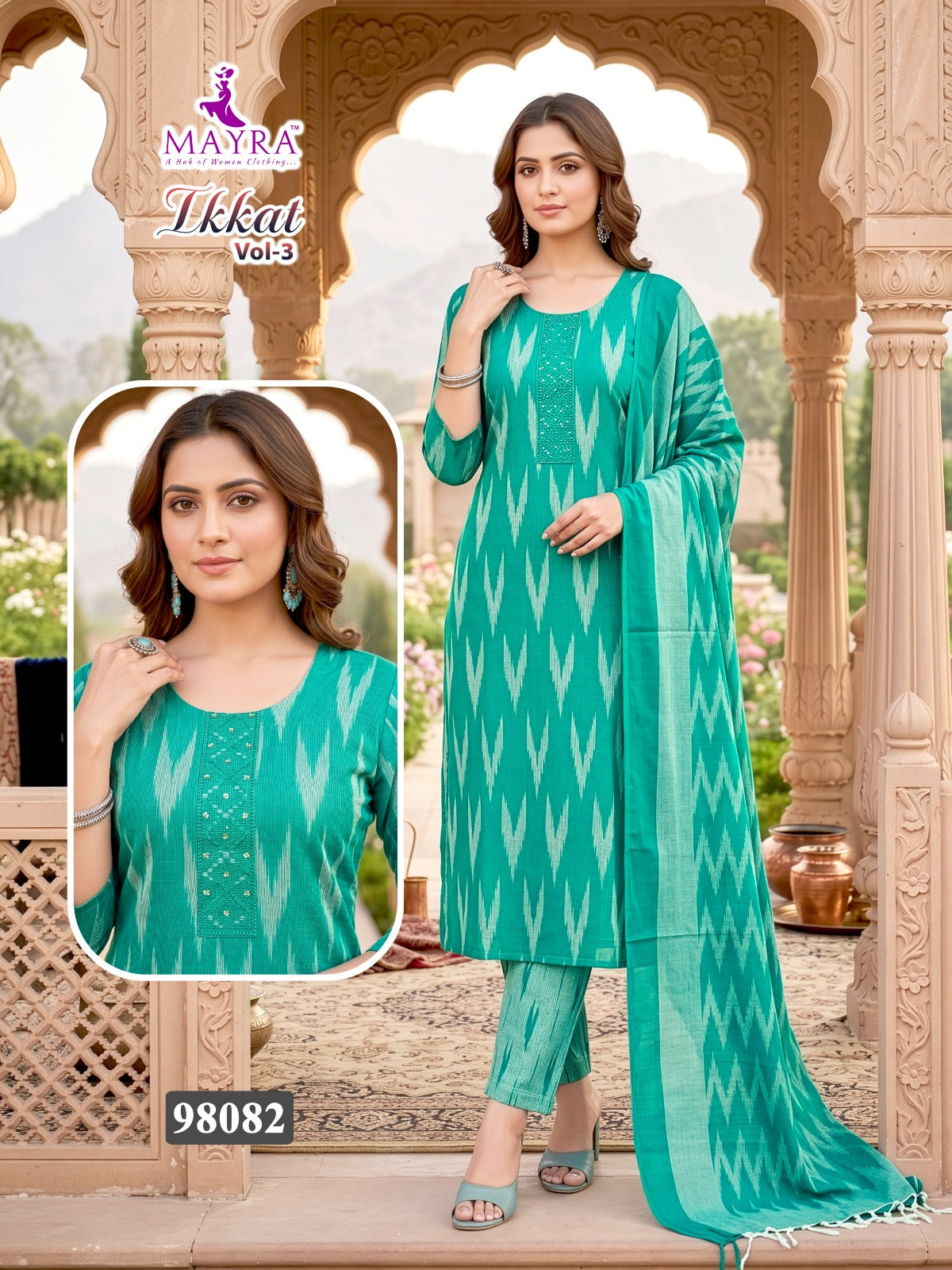 Ikkat Vol 3 Mayra Readymade Cotton Pant Suits Wholesale Rate