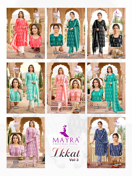 Ikkat Vol 3 Mayra Readymade Cotton Pant Suits Wholesale Rate
