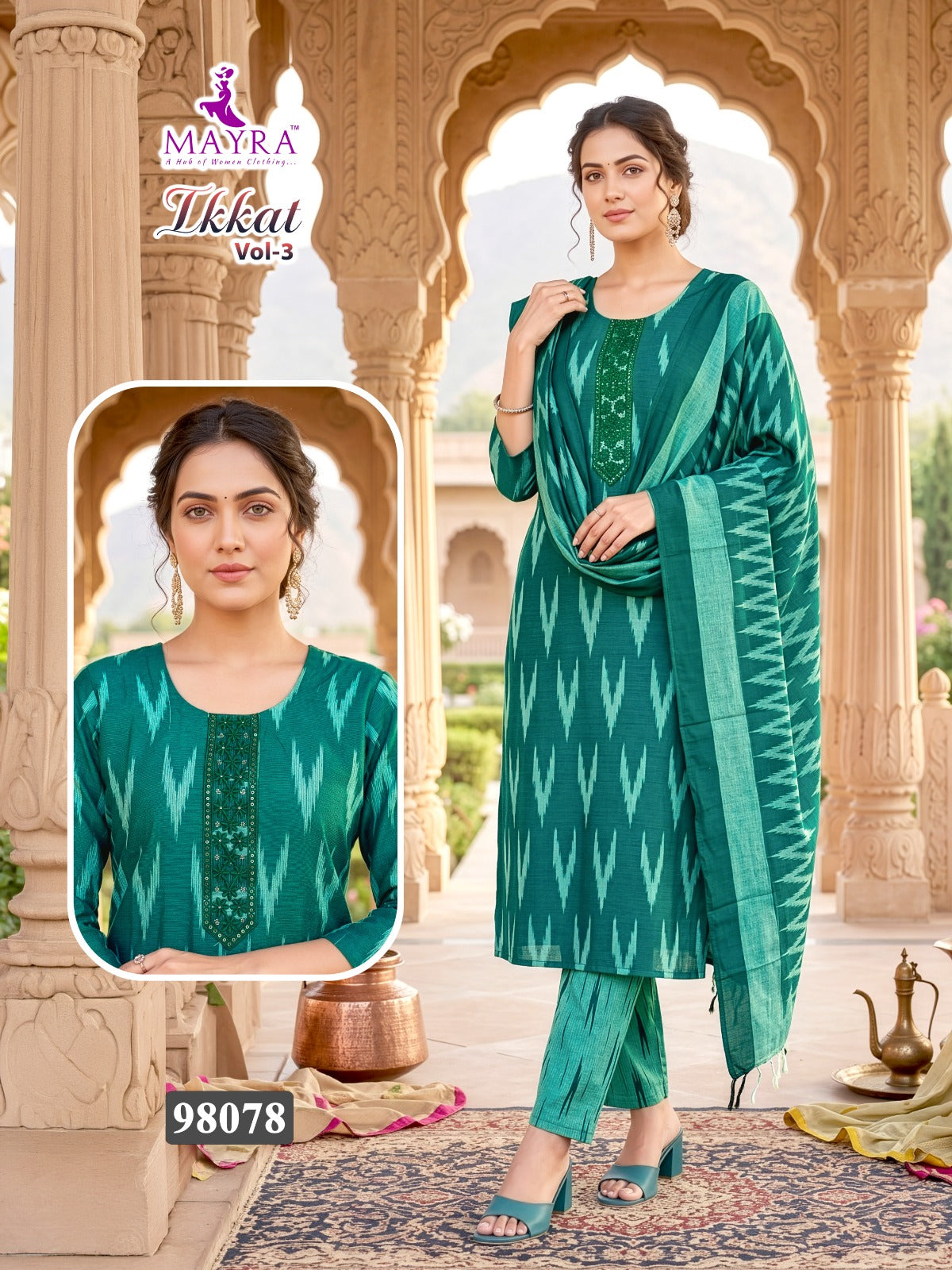 Ikkat Vol 3 Mayra Readymade Cotton Pant Suits Wholesale Rate