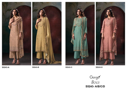 Iksa S5243 Ganga Wool Pashmina Suits Wholesaler Ahmedabad