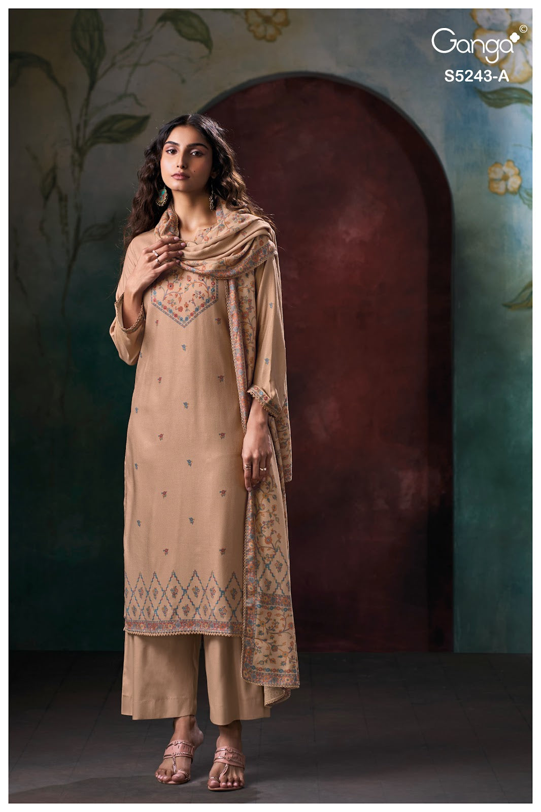 Iksa S5243 Ganga Wool Pashmina Suits Wholesaler Ahmedabad