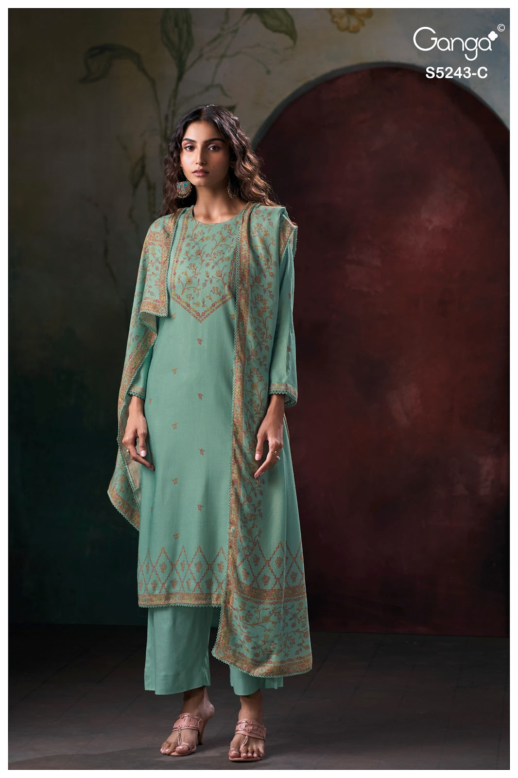 Iksa S5243 Ganga Wool Pashmina Suits Wholesaler Ahmedabad