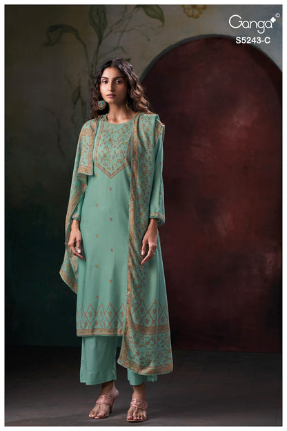 Iksa S5243 Ganga Wool Pashmina Suits Wholesaler Ahmedabad