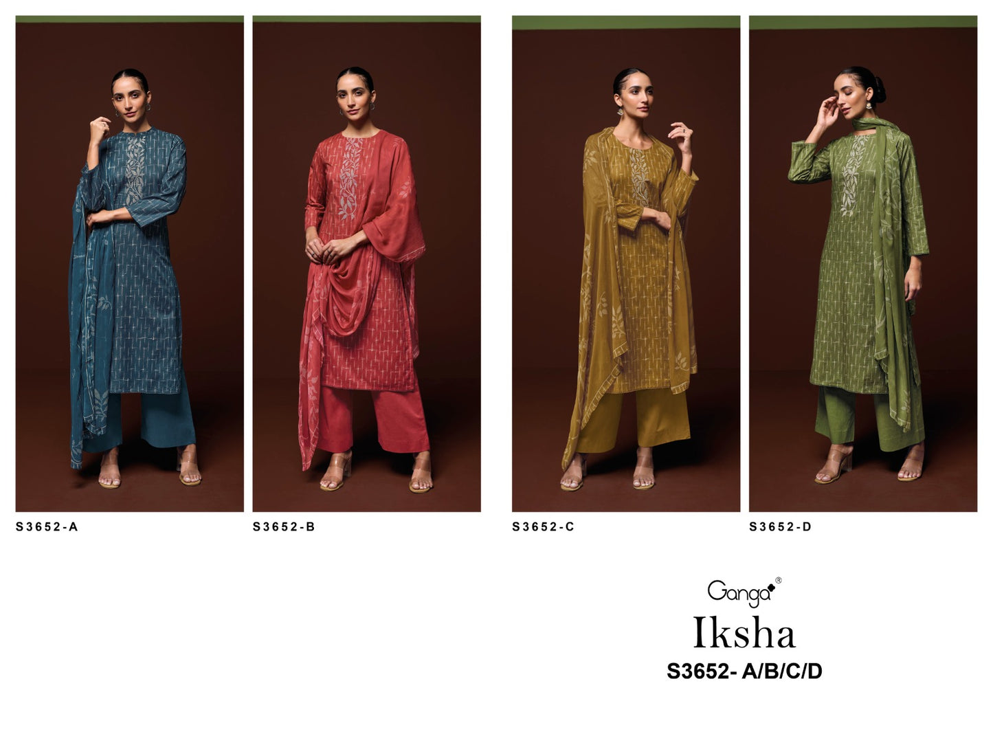Iksha 3652 Ganga Premium Cotton Plazzo Style Suits Exporter