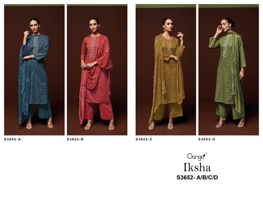 Iksha 3652 Ganga Premium Cotton Plazzo Style Suits Exporter