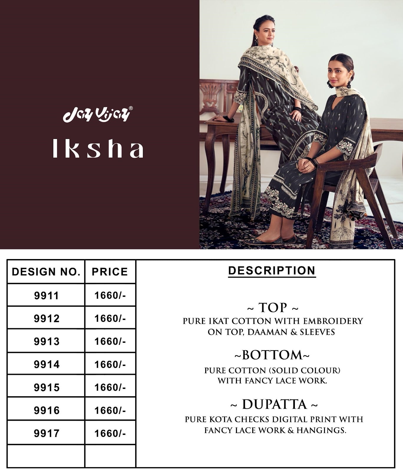 Iksha Jay Vijay Cotton Pant Style Suits Supplier