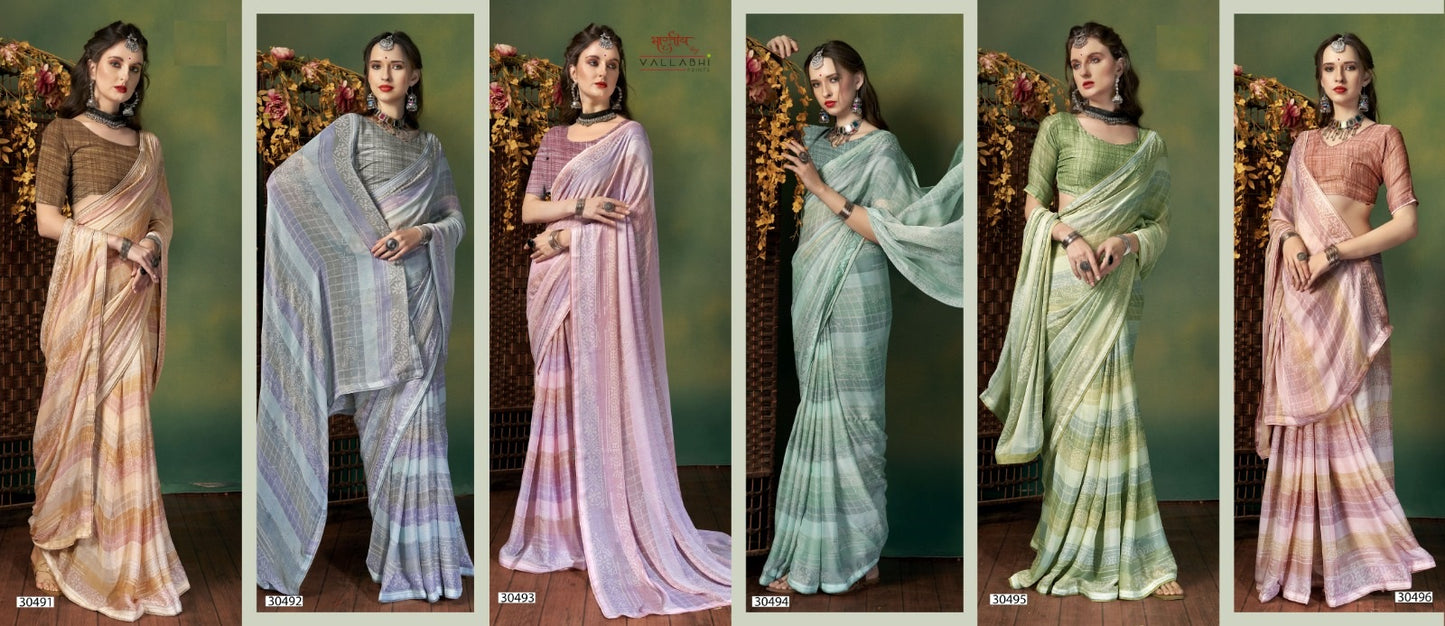Iksha Vallabhi Prints Georgette Sarees Supplier Gujarat