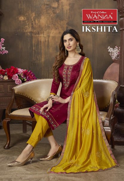 Ikshita Wanna Jam Satin Pant Style Suits Exporter Gujarat