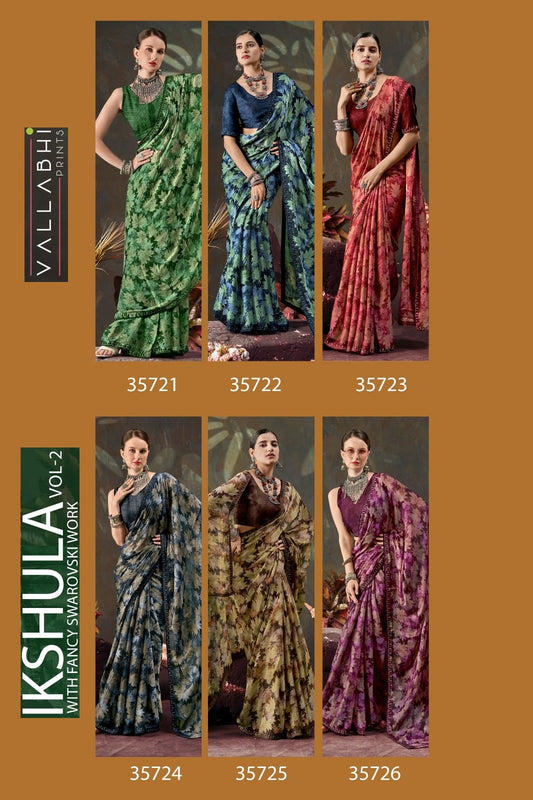 Ikshula Vol 2 Vallabhi Prints Chiffon Sarees Supplier