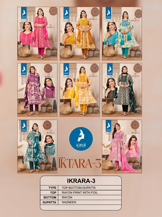 Iktara 3 Kaya Rayon Readymade Pant Style Suits Supplier Gujarat