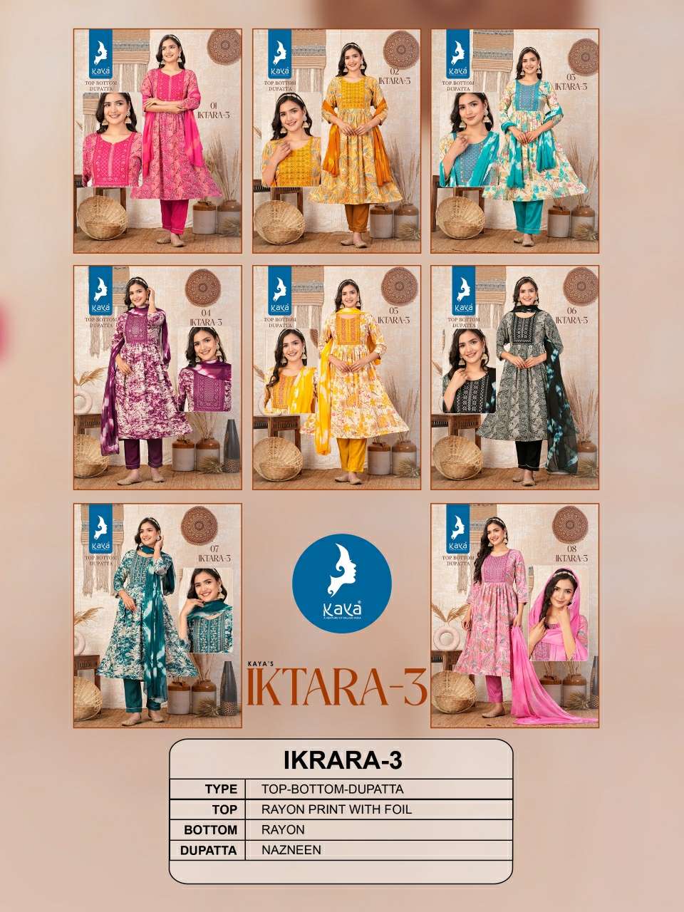 Iktara 4 Kaya Rayon Readymade Pant Style Suits Exporter Ahmedabad