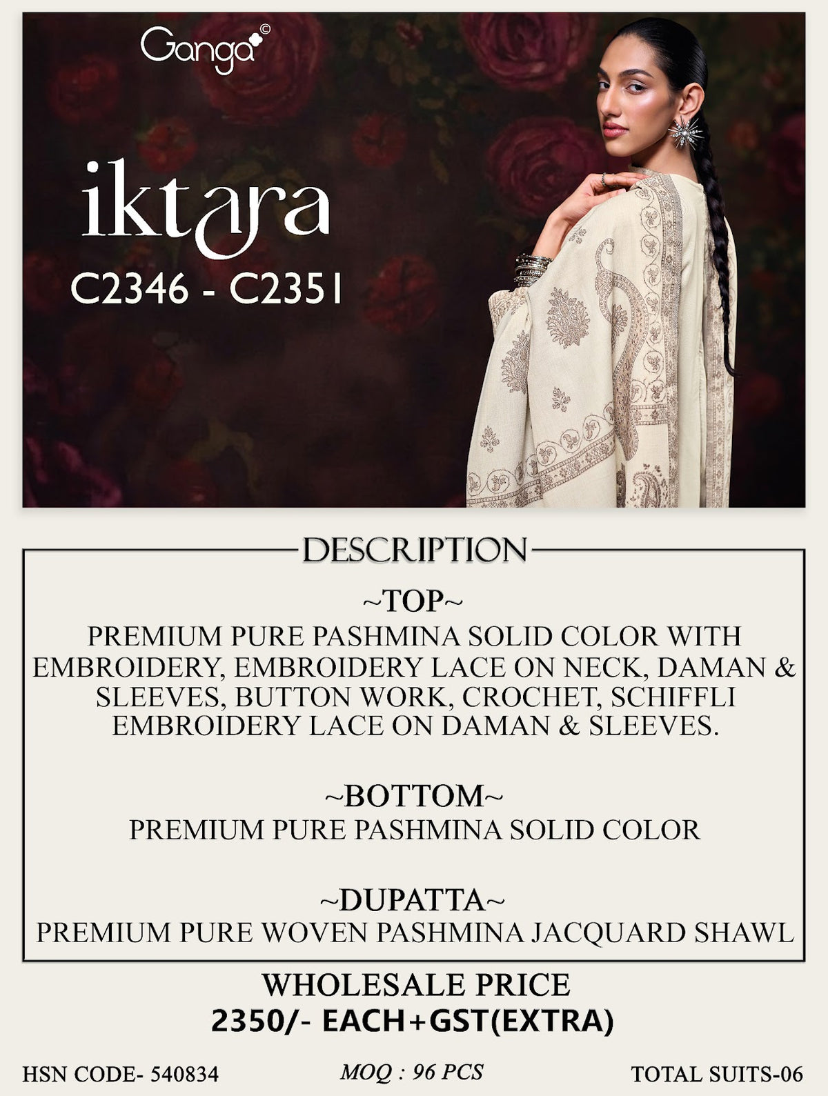 Iktara Ganga Pashmina Suits Supplier Gujarat