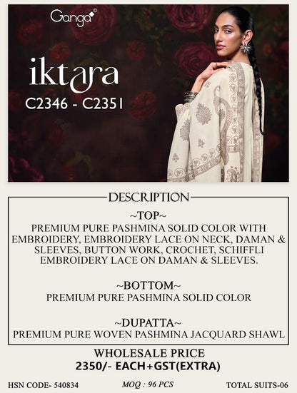 Iktara Ganga Pashmina Suits Supplier Gujarat