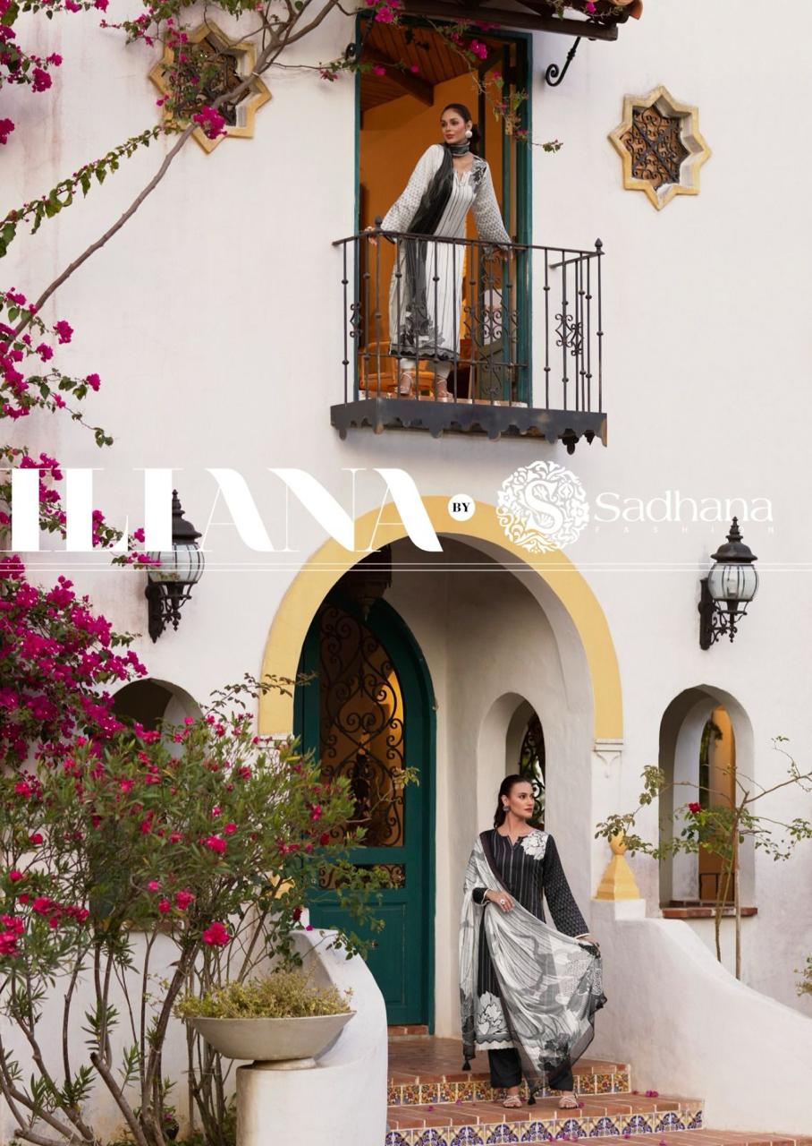 Iliana Black-White Sadhana Jam Cotton Pant Style Suits Manufacturer India