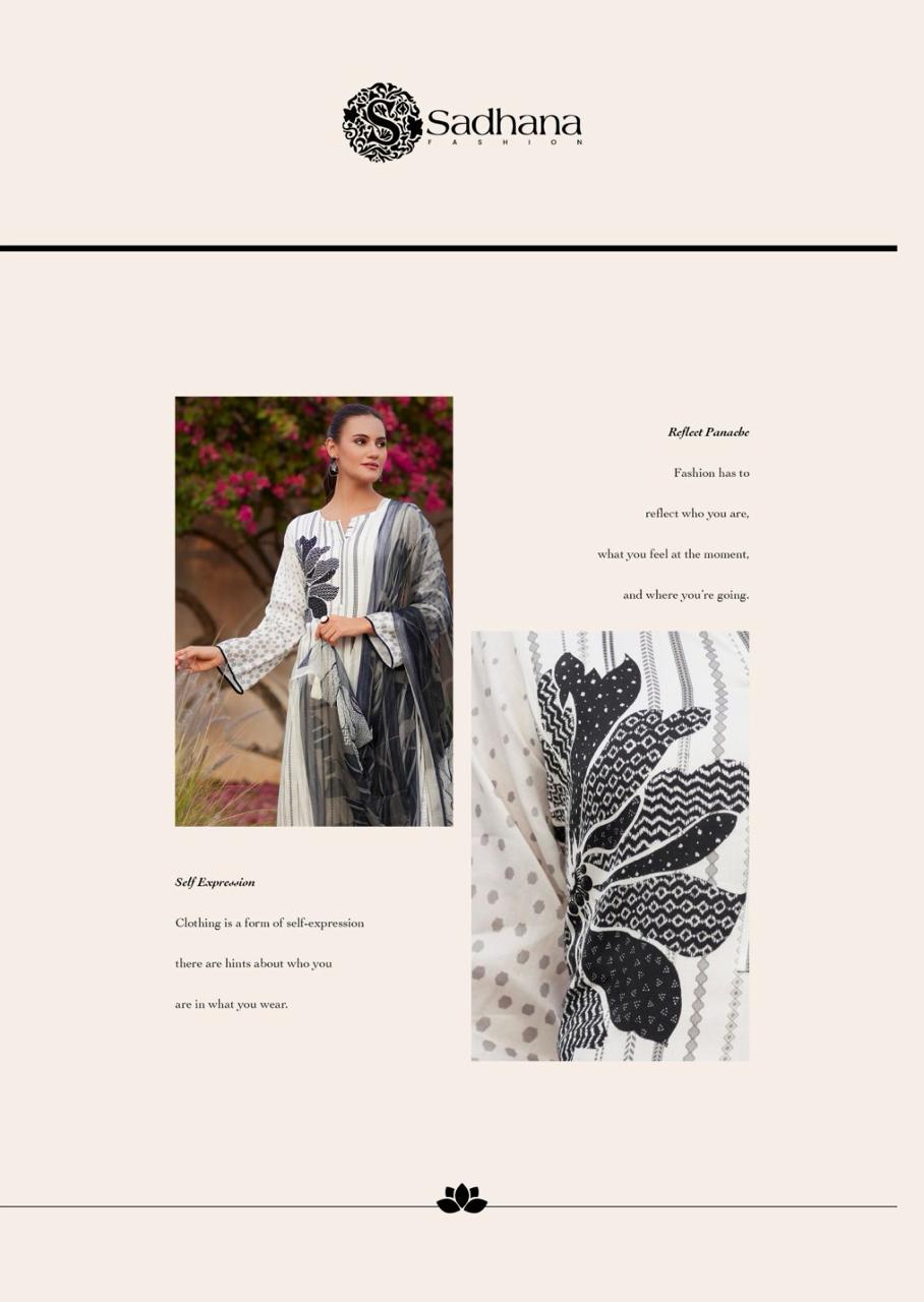 Iliana Black-White Sadhana Jam Cotton Pant Style Suits Manufacturer India