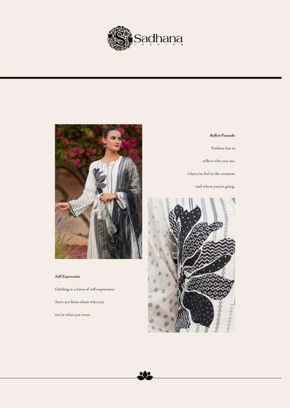 Iliana Black-White Sadhana Jam Cotton Pant Style Suits Manufacturer India