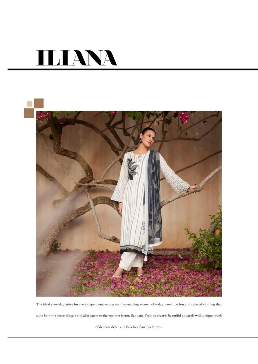 Iliana Black-White Sadhana Jam Cotton Pant Style Suits Manufacturer India