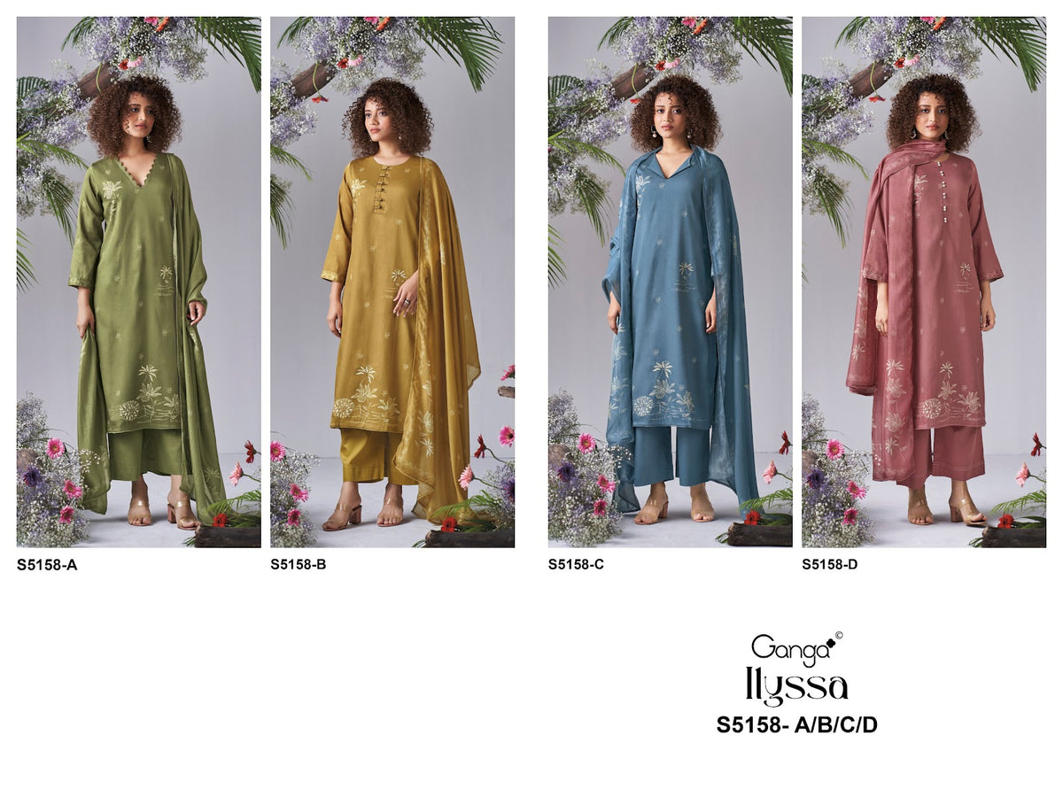 Ilyssa S5158 Ganga Cotton Satin Pant Style Suits Supplier