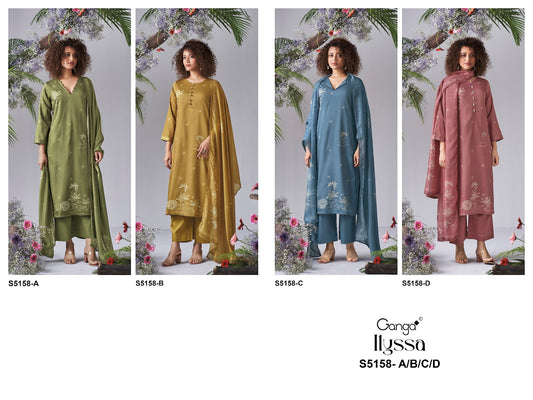 Ilyssa S5158 Ganga Cotton Satin Pant Style Suits Supplier