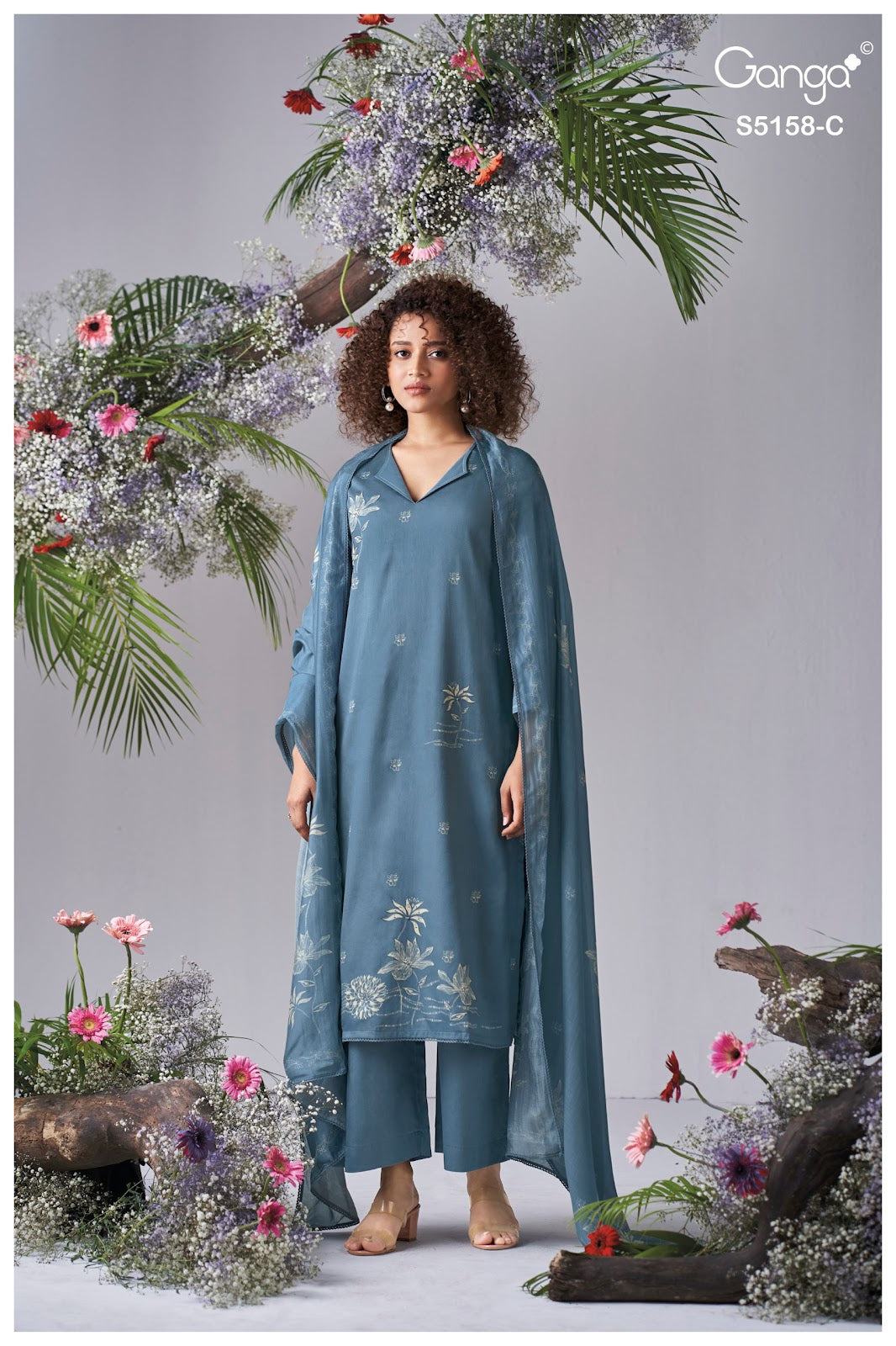 Ilyssa S5158 Ganga Cotton Satin Pant Style Suits Supplier