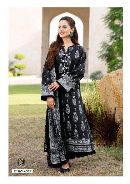 Image Black-White Heavy Cotton Luxury Collection Keval Fab Cotton Karachi Salwar Suits Exporter Ahmedabad